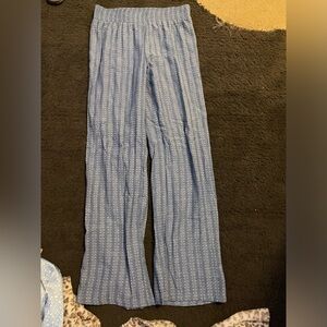 White and blue flowy pants